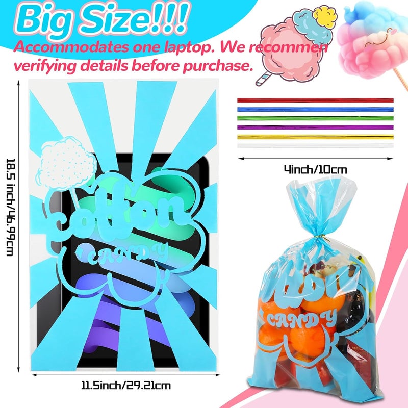GraceKit 50 Pcs Carnival Cotton Candy Bags,11.5 x 18.5 Inch Cotton Candy Supplies with Ties for Carnivals Circus christmas Parties Concession Stand Supplies - Image 2